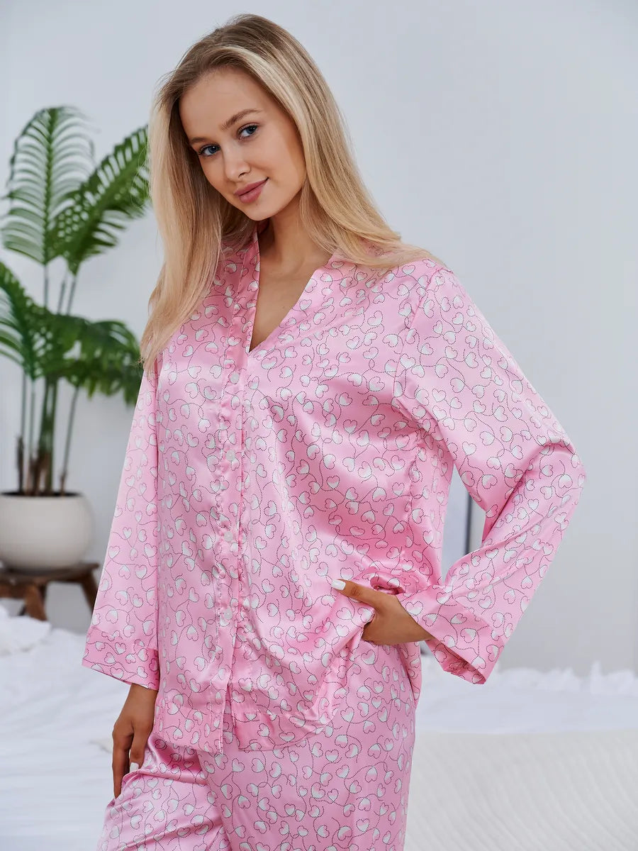 Pijama Longo Corações Pontilhados
