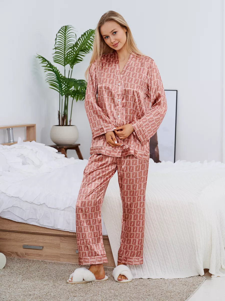 Pijama Longo Geométrico Notte Rosa
