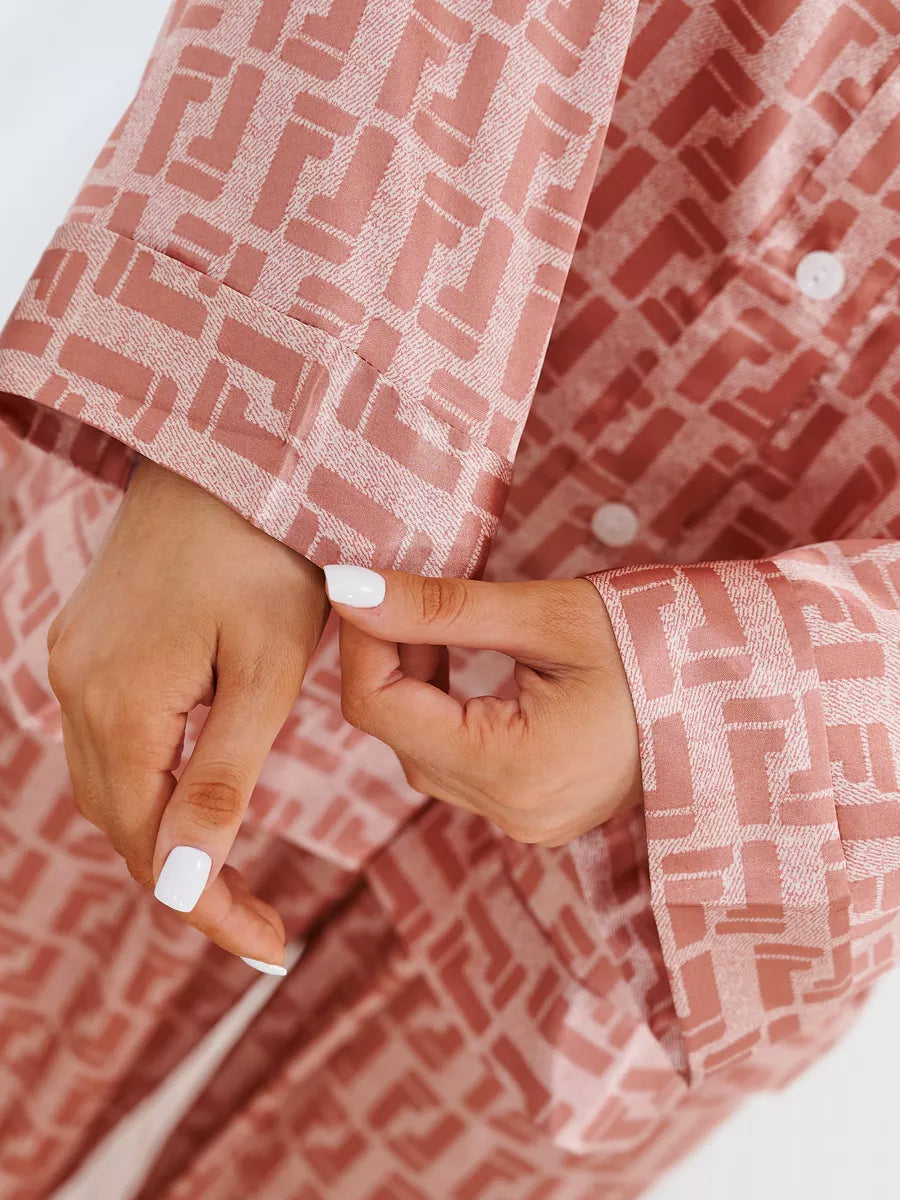 Pijama Longo Geométrico Notte Rosa