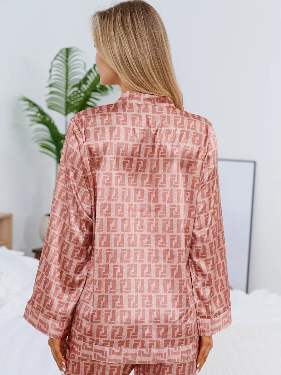 Pijama Longo Geométrico Notte Rosa