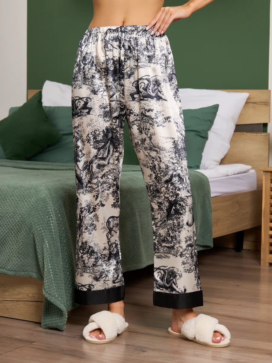 Pijama Longo Manga Curta Noite na Savana
