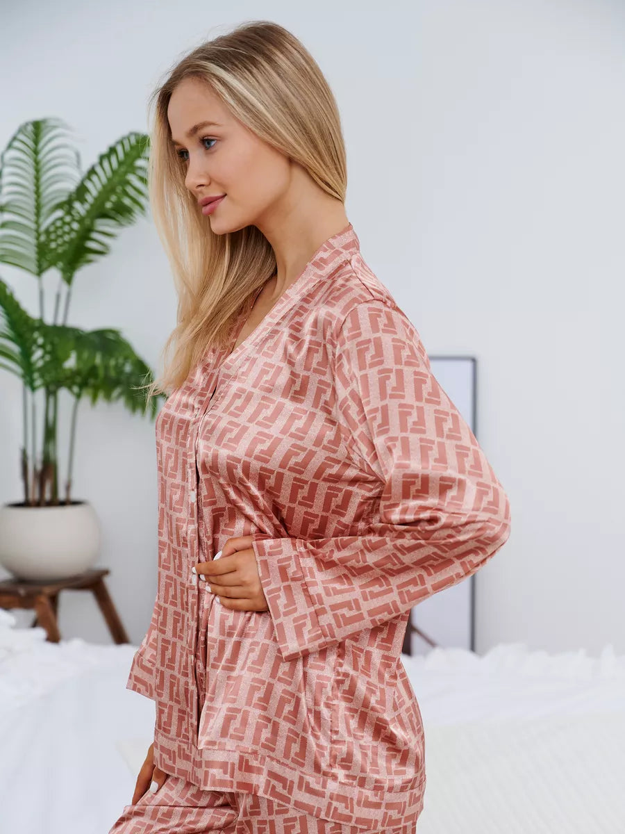 Pijama Longo Geométrico Notte Rosa