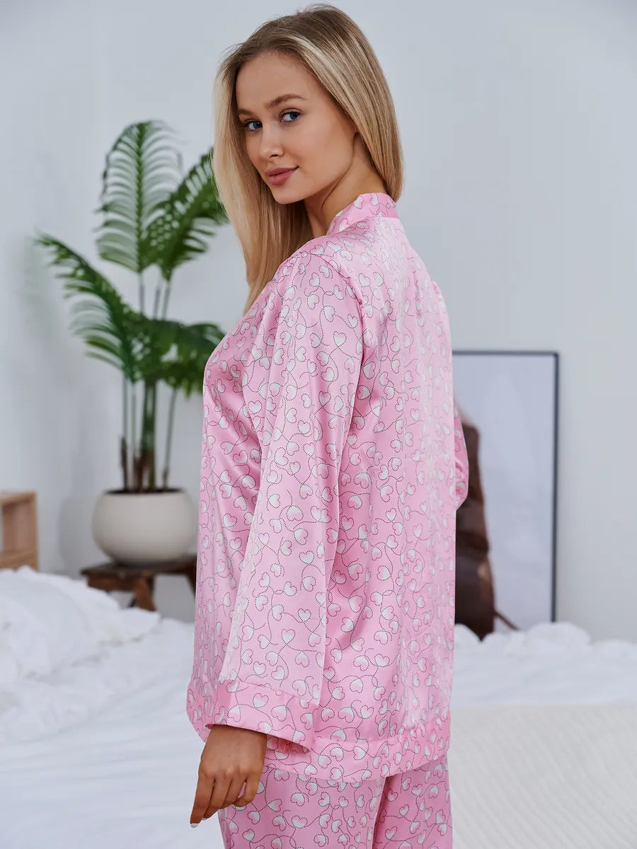 Pijama Longo Corações Pontilhados