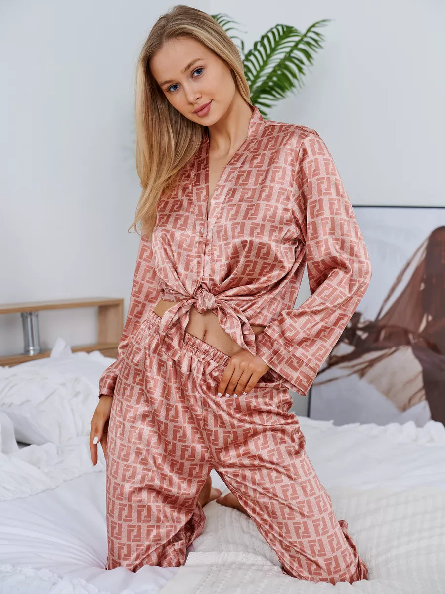 Pijama Longo Geométrico Notte Rosa
