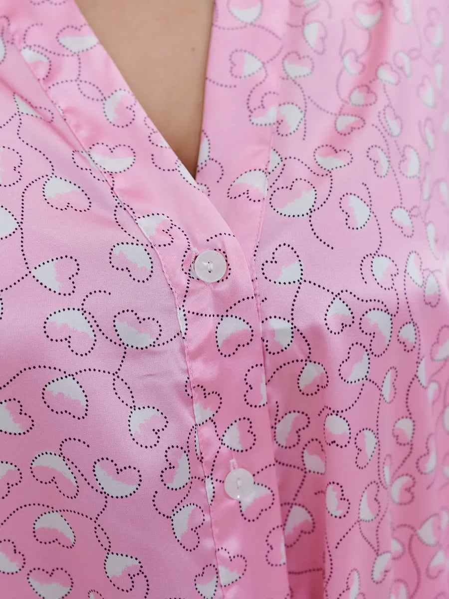 Pijama Longo Corações Pontilhados