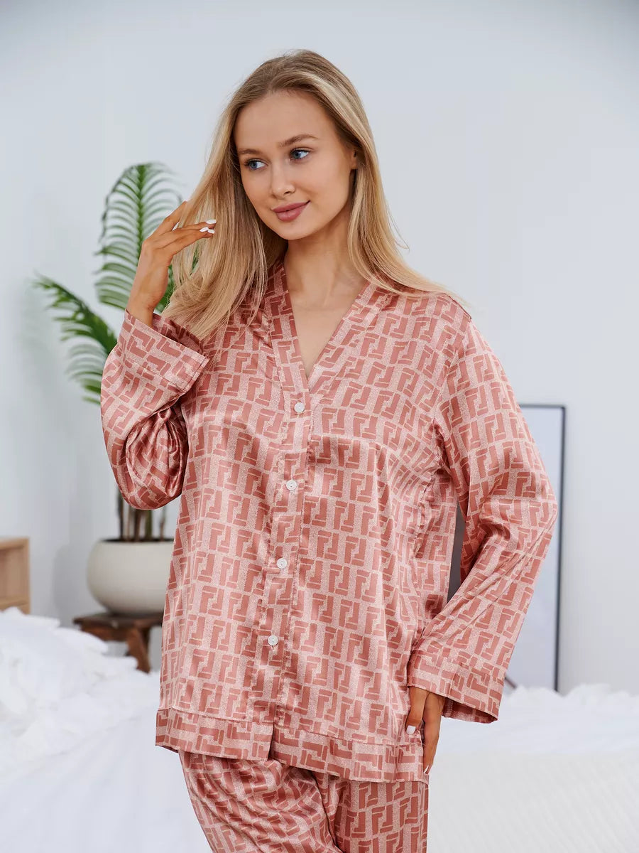 Pijama Longo Geométrico Notte Rosa