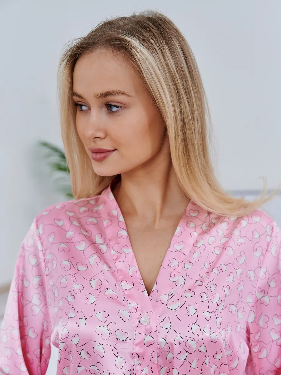 Pijama Longo Corações Pontilhados