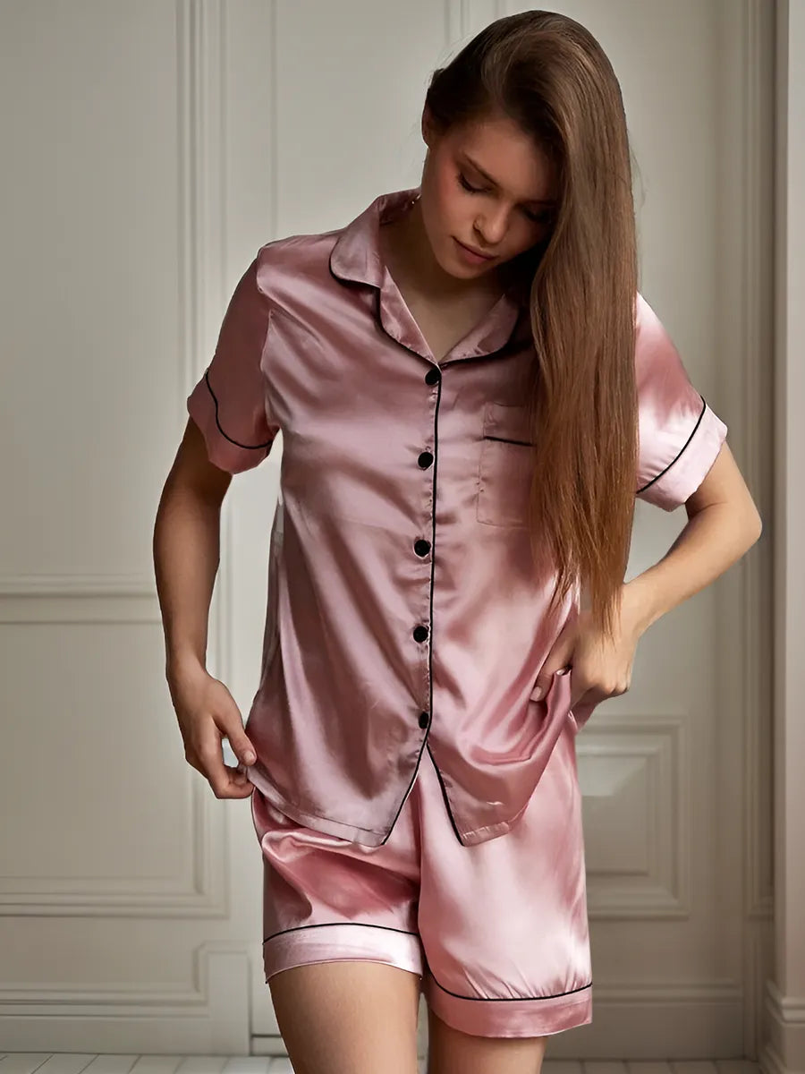 Pijama Americano Satin Rosé