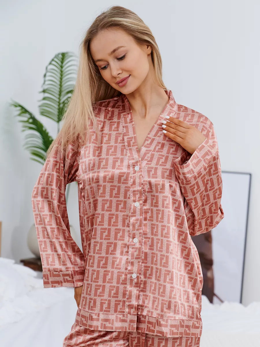 Pijama Longo Geométrico Notte Rosa