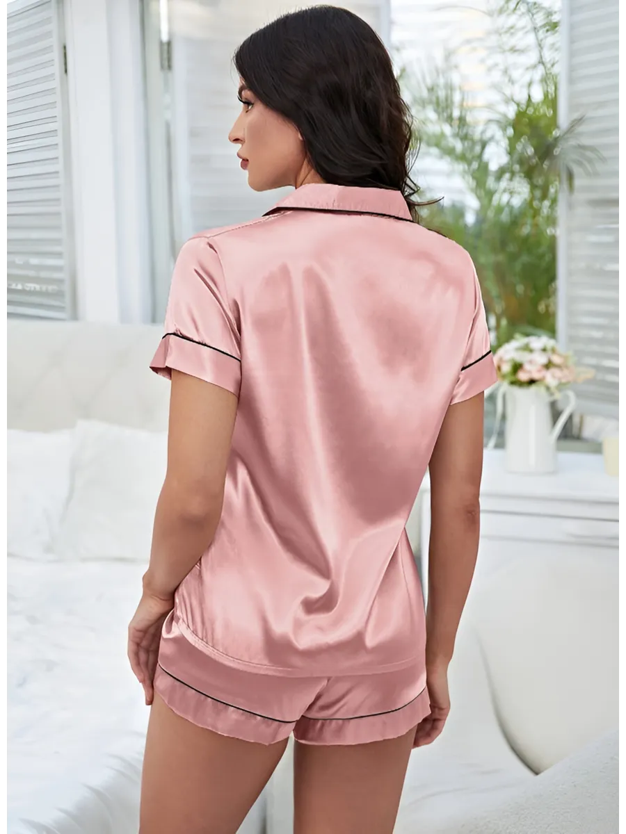 Pijama Americano Satin Rosé