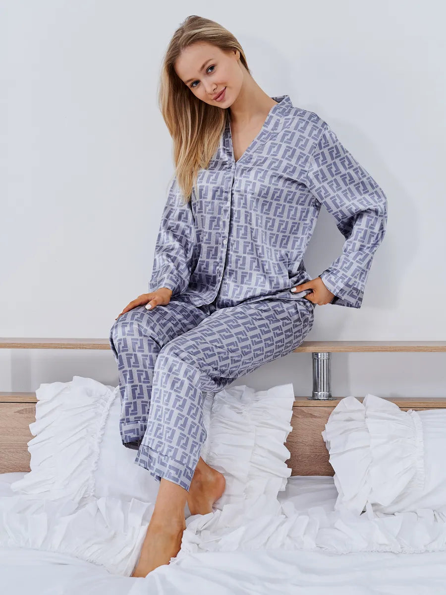 Pijama Longo Geométrico Notte Blue