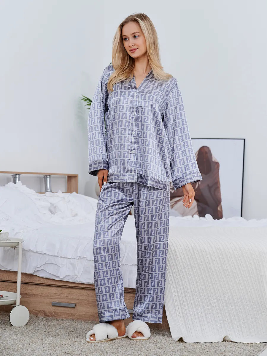 Pijama Longo Geométrico Notte Blue