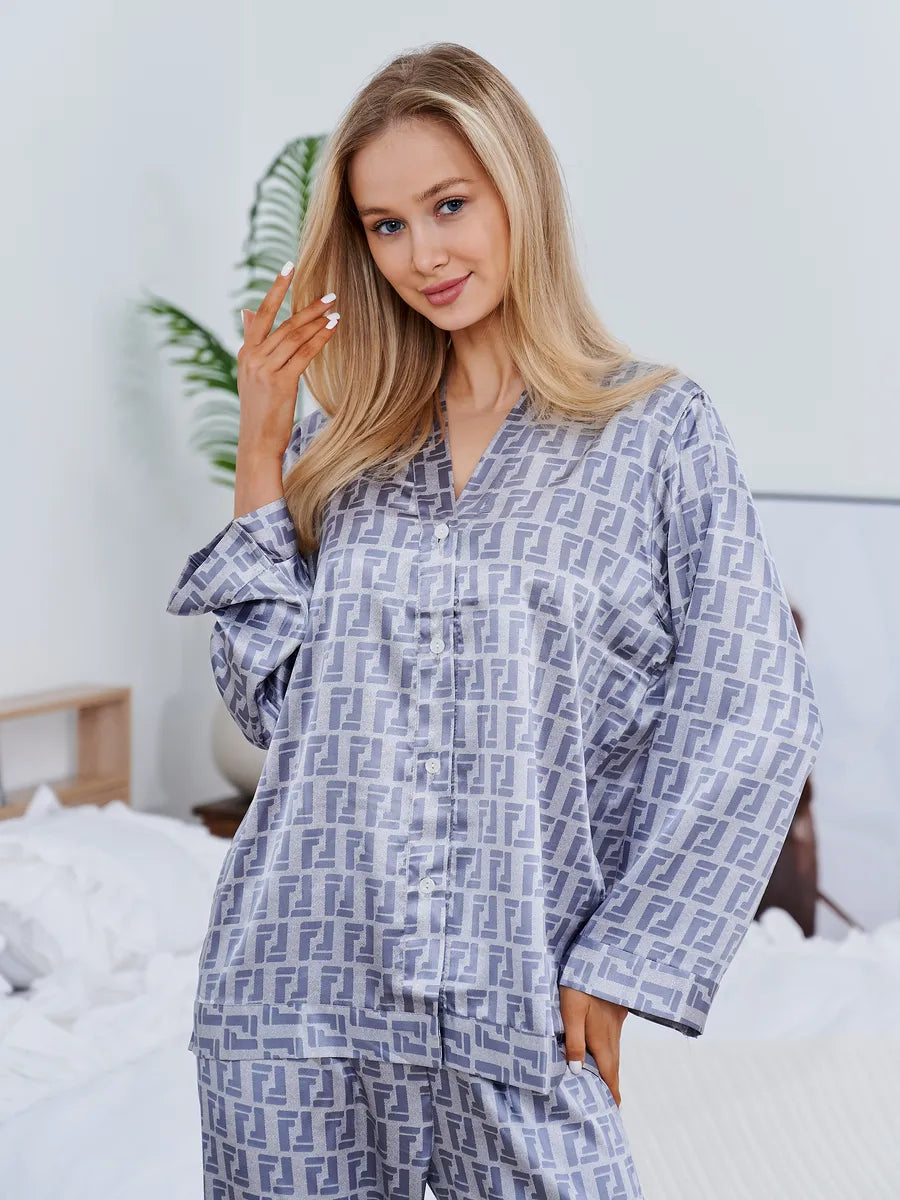 Pijama Longo Geométrico Notte Blue