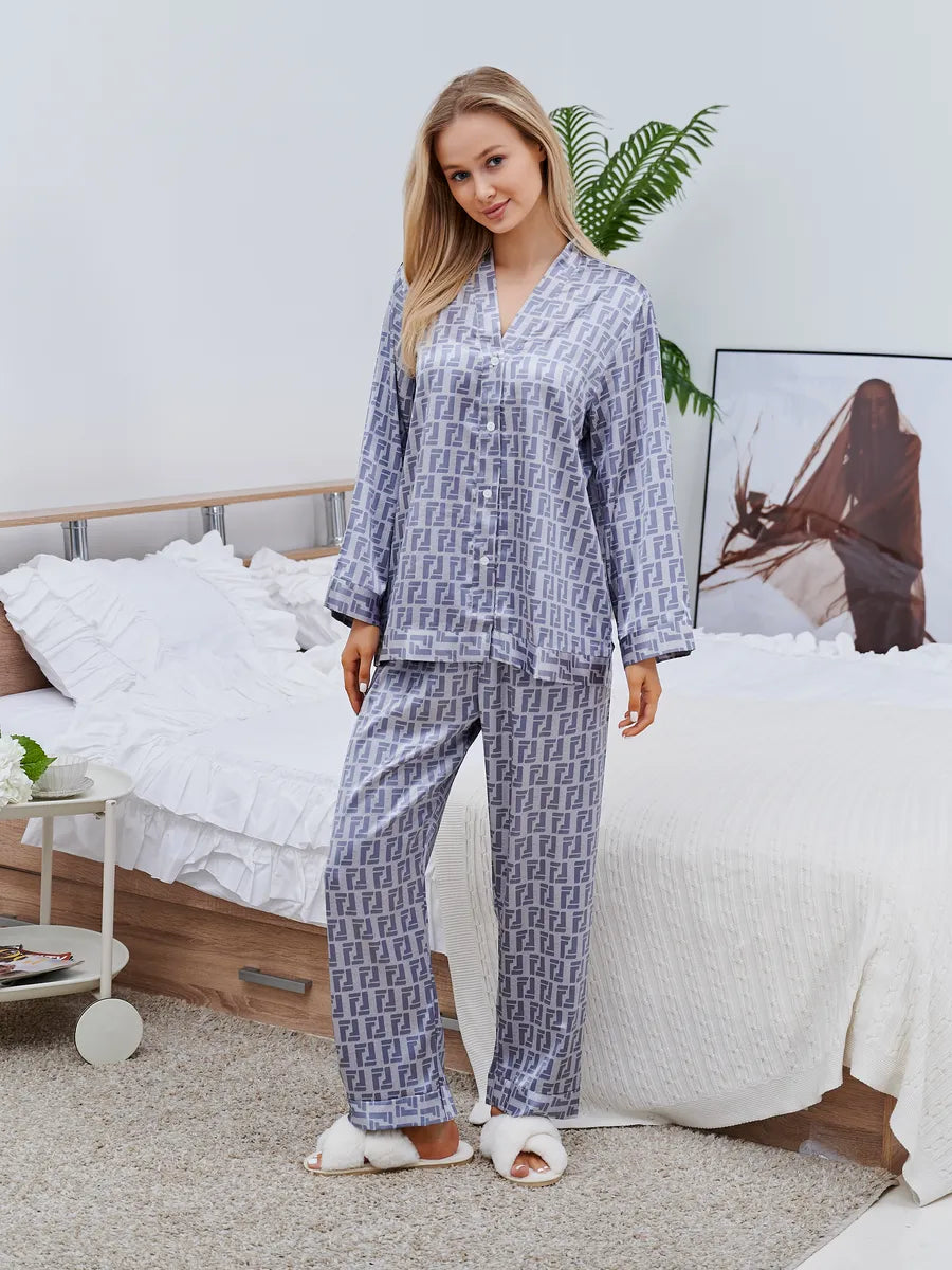 Pijama Longo Geométrico Notte Blue
