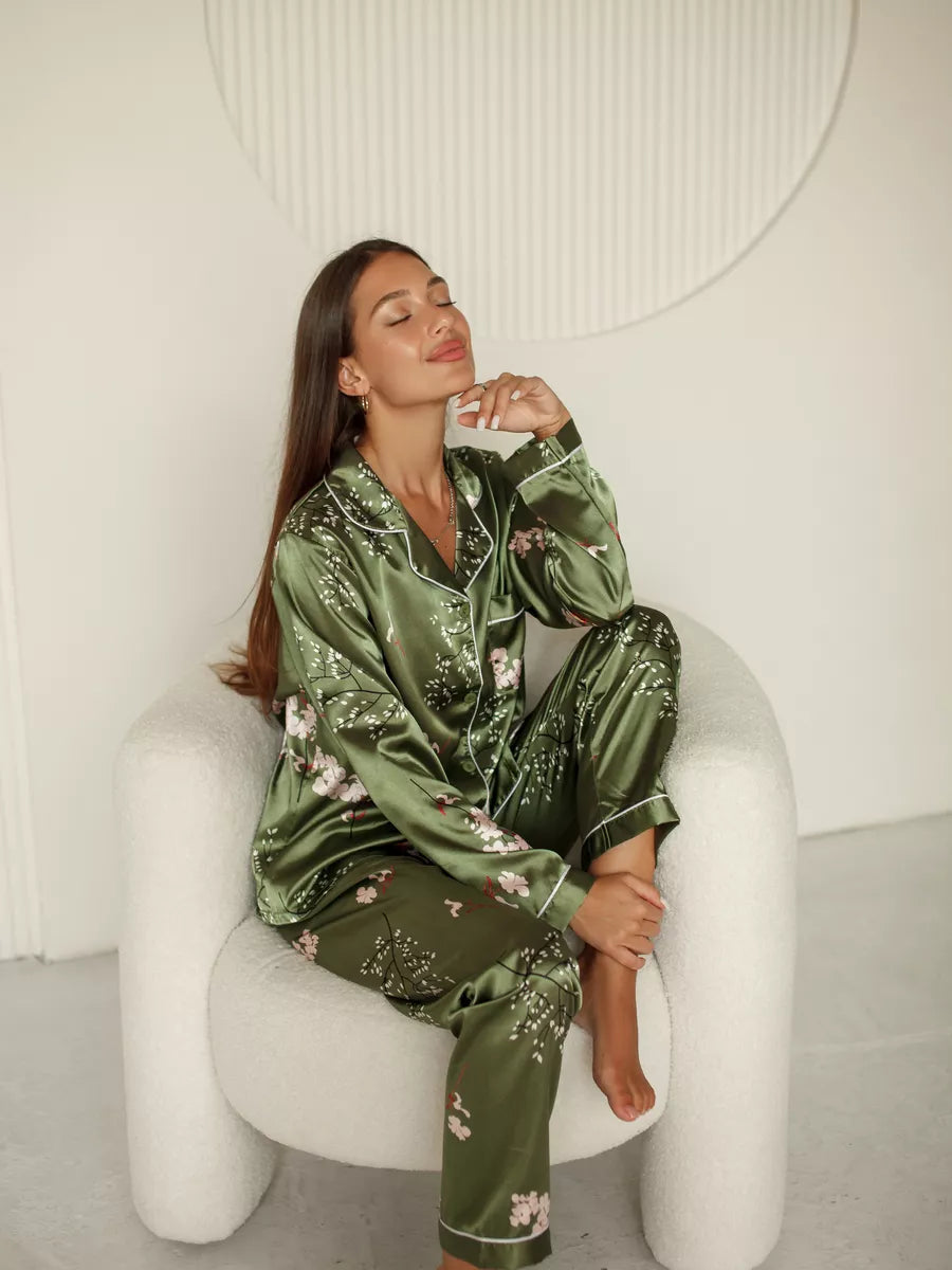 Pijama Longo Jade Botanique