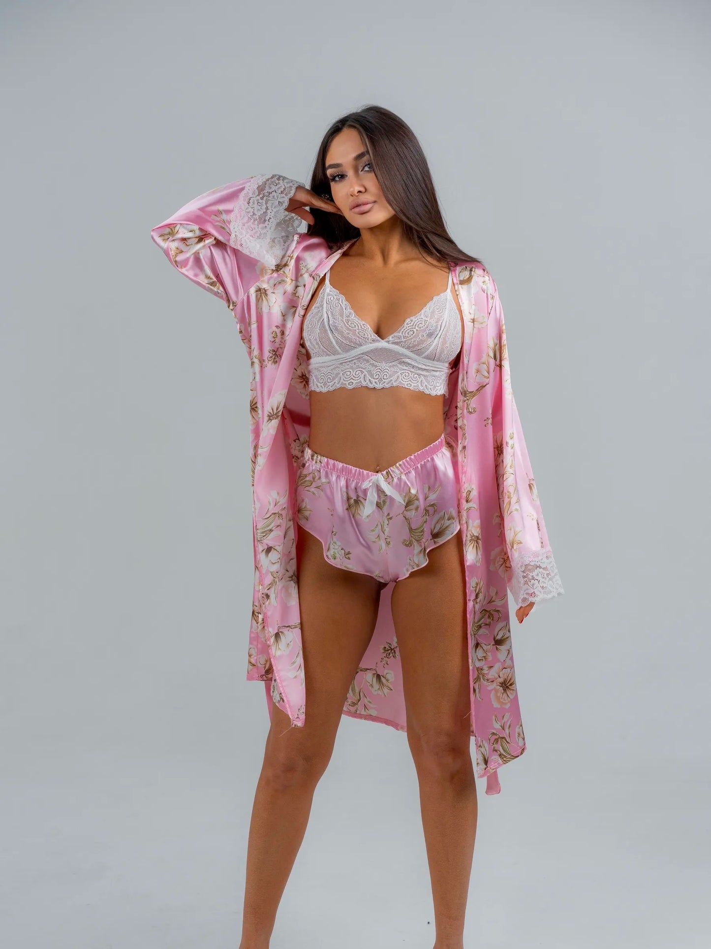 Conjunto BabyDoll e Robe Wild Lace Rosé