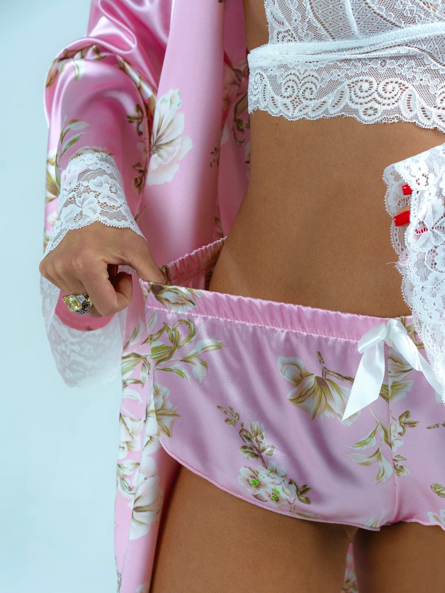 Conjunto BabyDoll e Robe Wild Lace Rosé