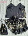 Pijama Real FlowerLux™ | Elegância e Conforto (Conjunto Completo) - savina