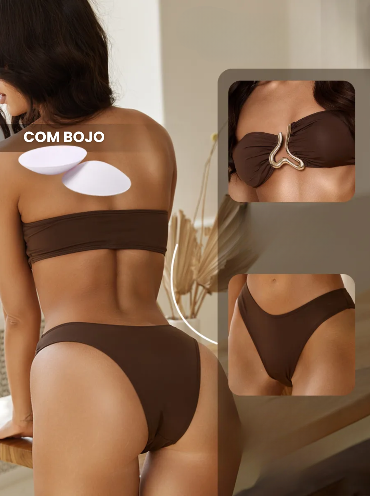 Conjunto Biquíni e Saia Serena d'Oro Coffe