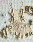 Pijama Real FlowerLux™ | Elegância e Conforto (Conjunto Completo) - savina