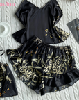 Pijama Real FlowerLux™ | Elegância e Conforto (Conjunto Completo) - savina