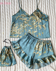 Pijama Real FlowerLux™ | Elegância e Conforto (Conjunto Completo) - savina