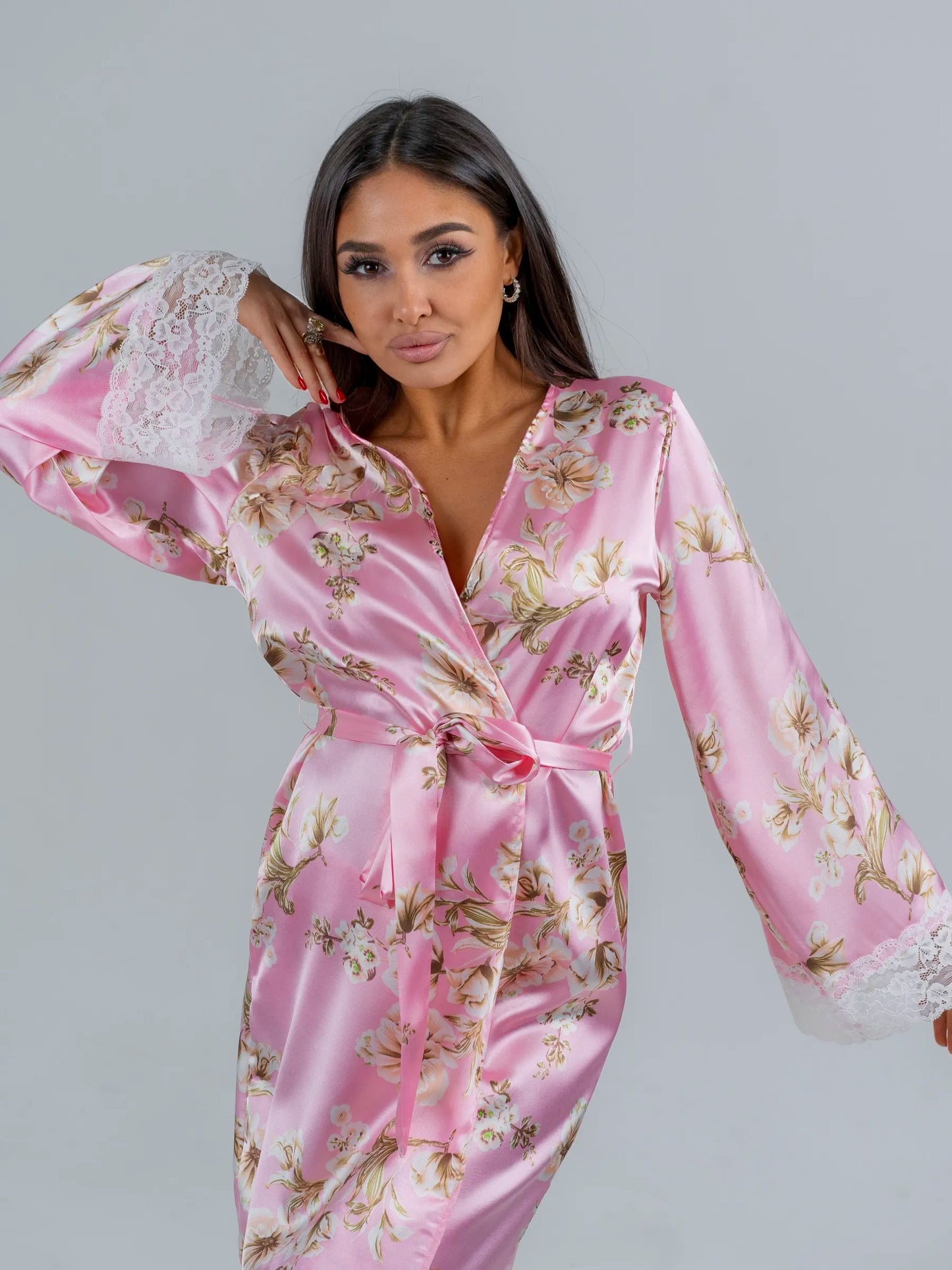 Conjunto BabyDoll e Robe Wild Lace Rosé