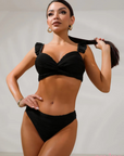 Biquíni Hot Pants Cintura Alta Luna Bella Preto