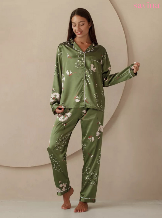Pijama Longo Jade Botanique