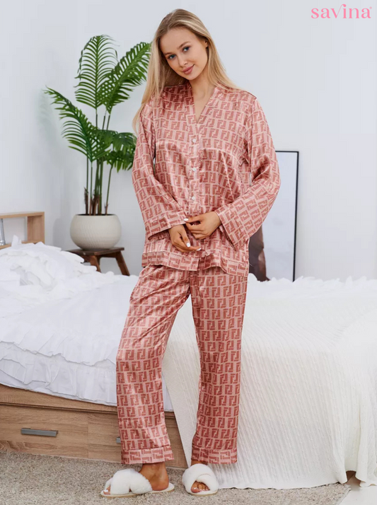 Pijama Longo Geométrico Notte Rosa