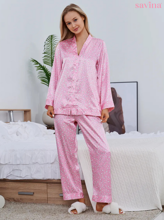 Pijama Longo Corações Pontilhados