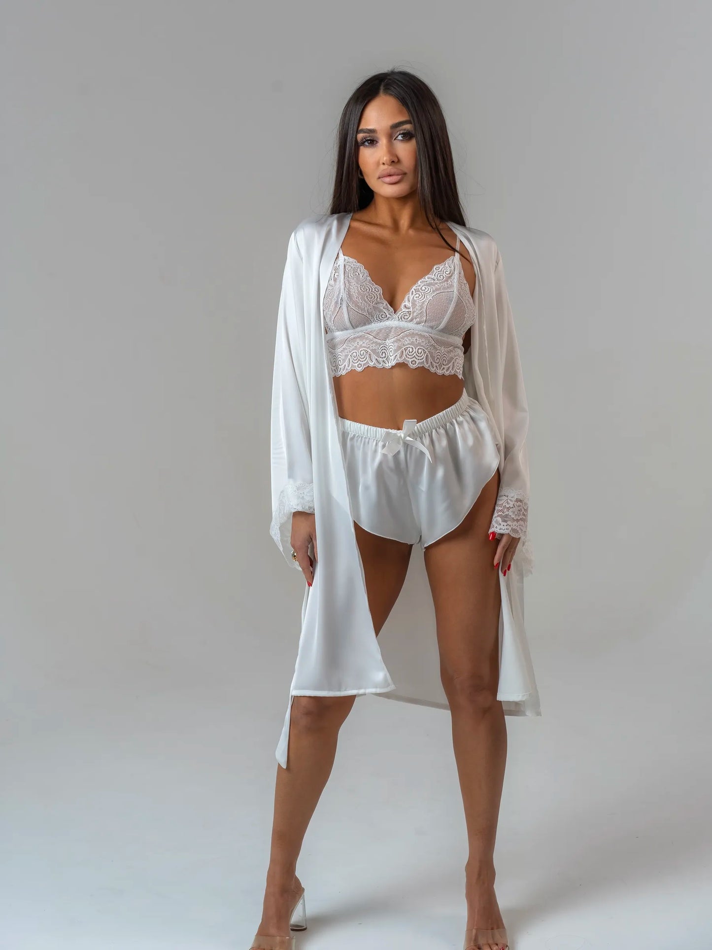 Conjunto BabyDoll e Robe Wild Lace Neve
