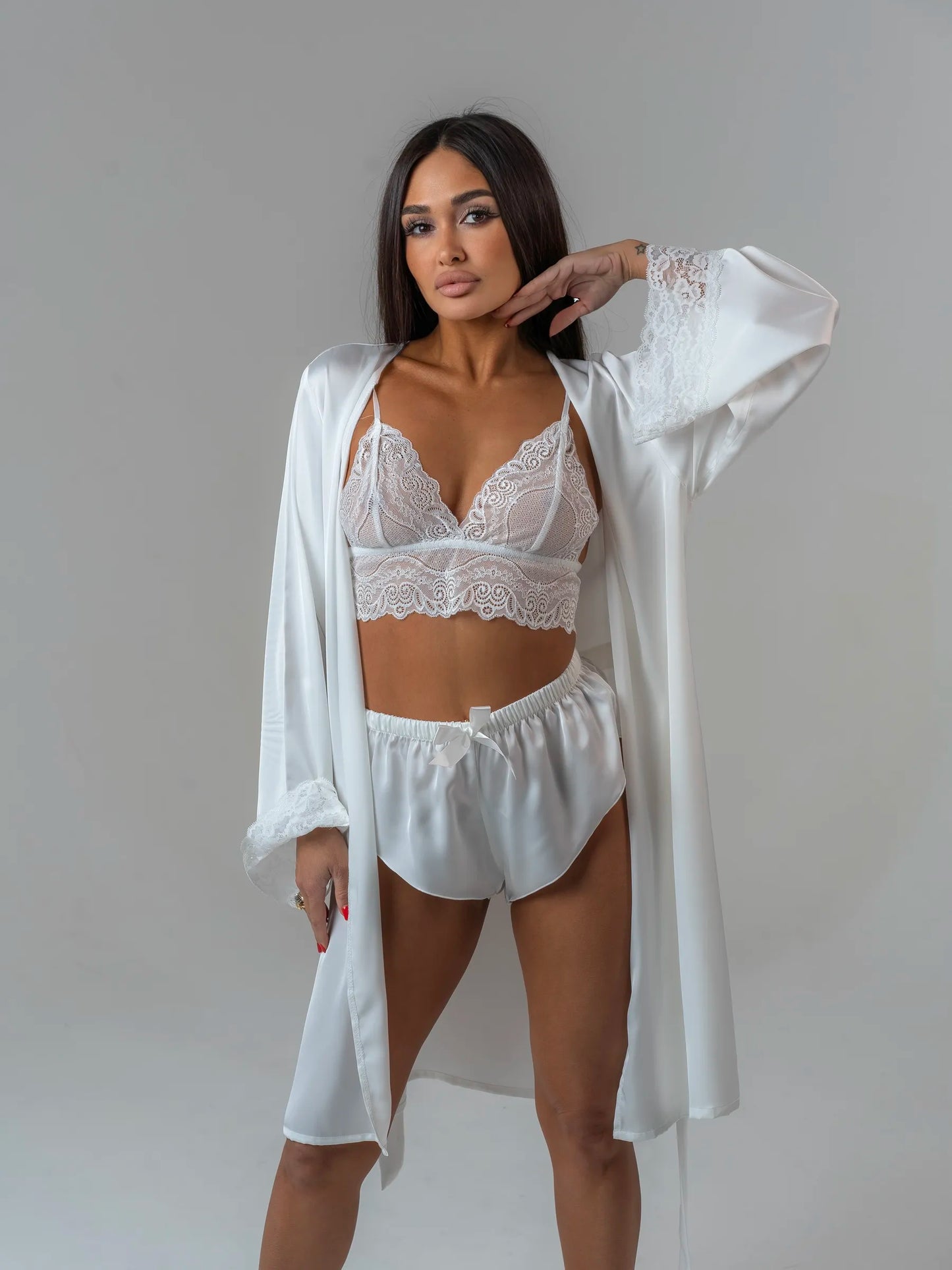 Conjunto BabyDoll e Robe Wild Lace Neve