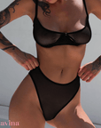 Conjunto de Lingerie Barette™ | ( O Segredo Feminino) Malha Transparente (FRETE GRÁTIS) - savina