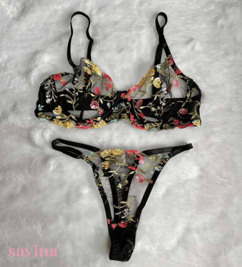 Conjunto Lingerie Lace Floral™ | O Segredo das Mulheres (Conjunto Completo) - savina