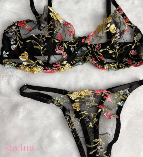 Conjunto Lingerie Lace Floral™ | O Segredo das Mulheres (Conjunto Completo) - savina