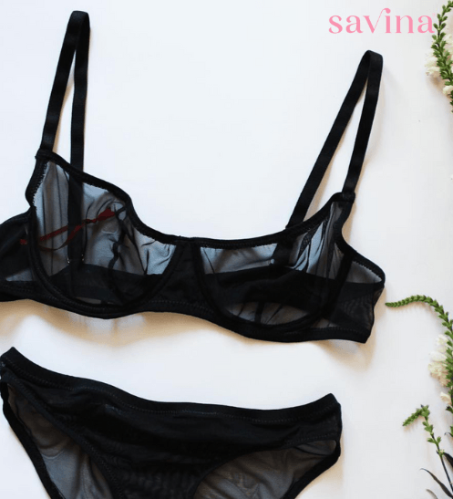 Conjunto de Lingerie Barette™ | ( O Segredo Feminino) Malha Transparente (FRETE GRÁTIS) - savina