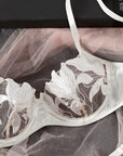 Lingerie Tempina White: Detalhe da transparência sutil, um toque de mistério.