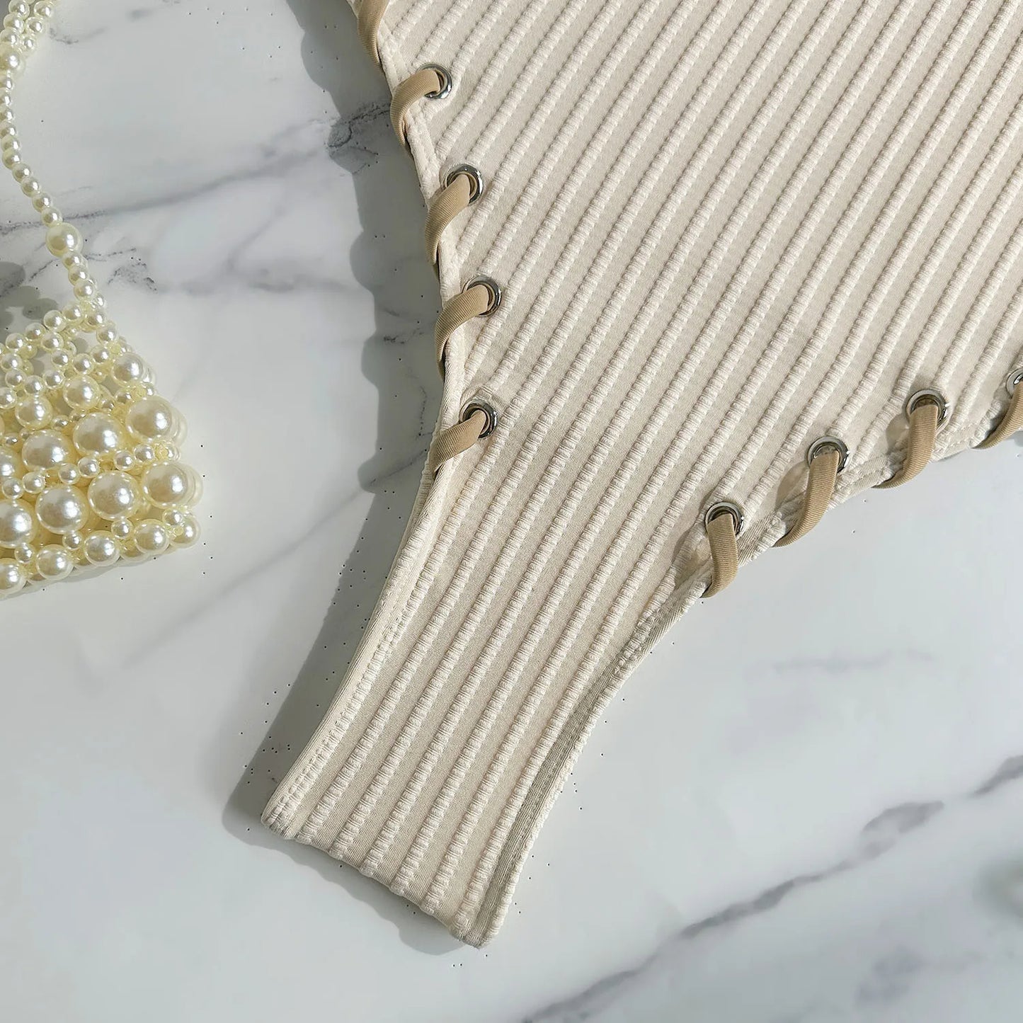 Maiô Texturizado Sable de Marfim