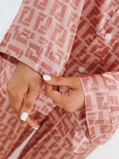 Pijama Longo Geométrico Notte Rosa