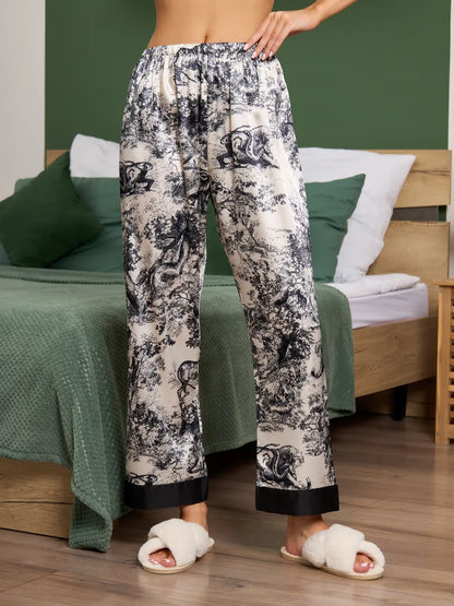 Pijama Longo Manga Curta Noite na Savana