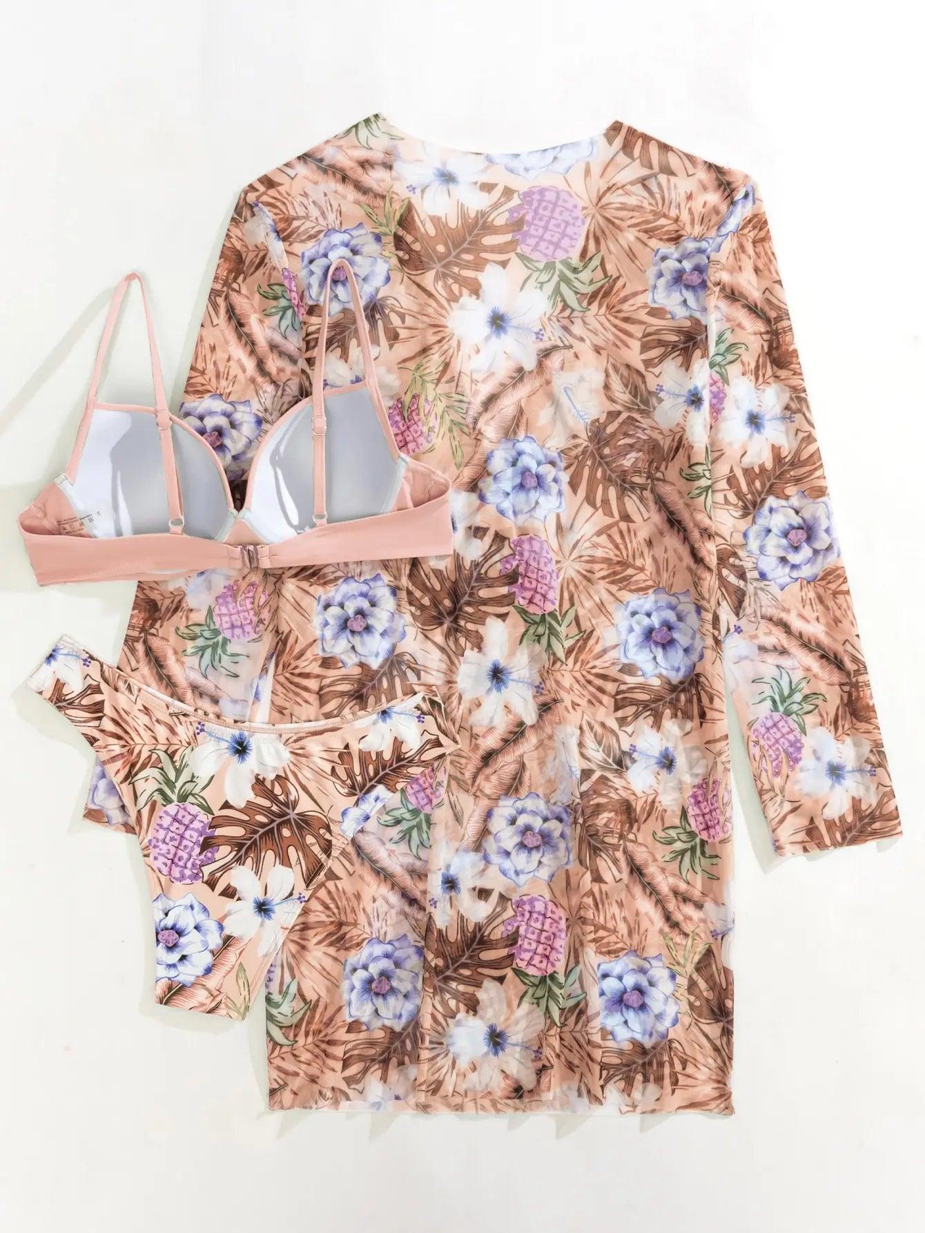 Conjunto Cikini Rose | Biquíni + Saída de Praia