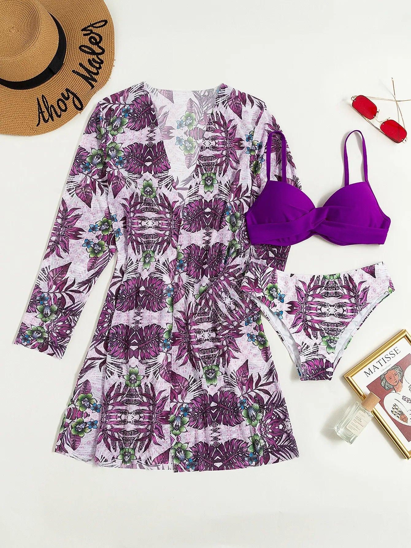 Conjunto Cikini Grape™ | Biquíni + Saída de Praia