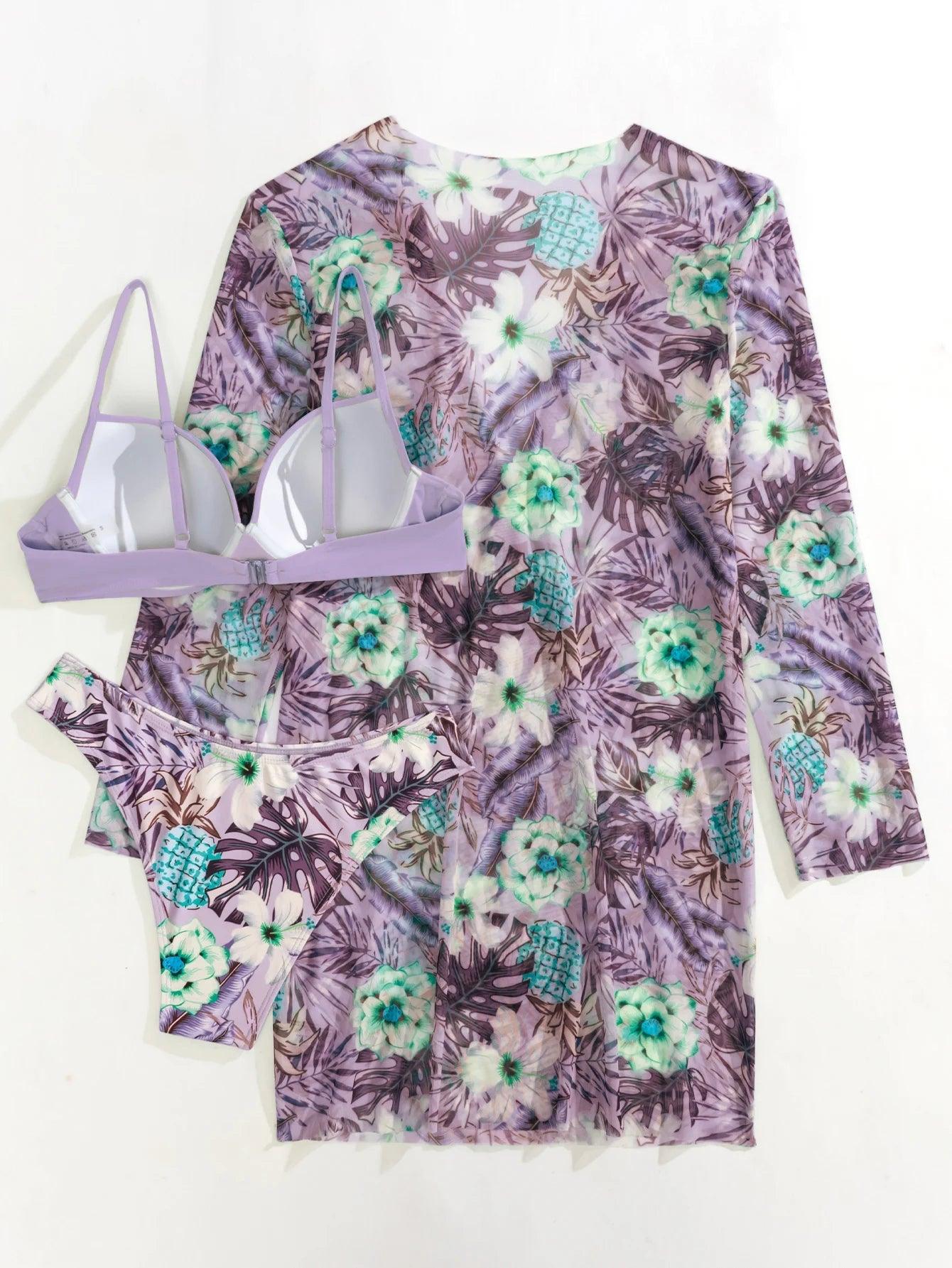 Conjunto Cikini Violetta | Biquíni + Saída de Praia