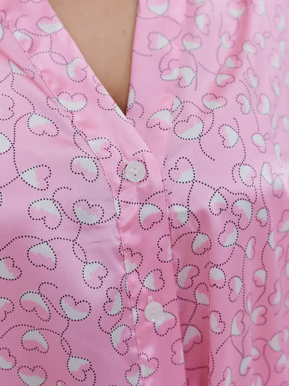 Pijama Longo Corações Pontilhados