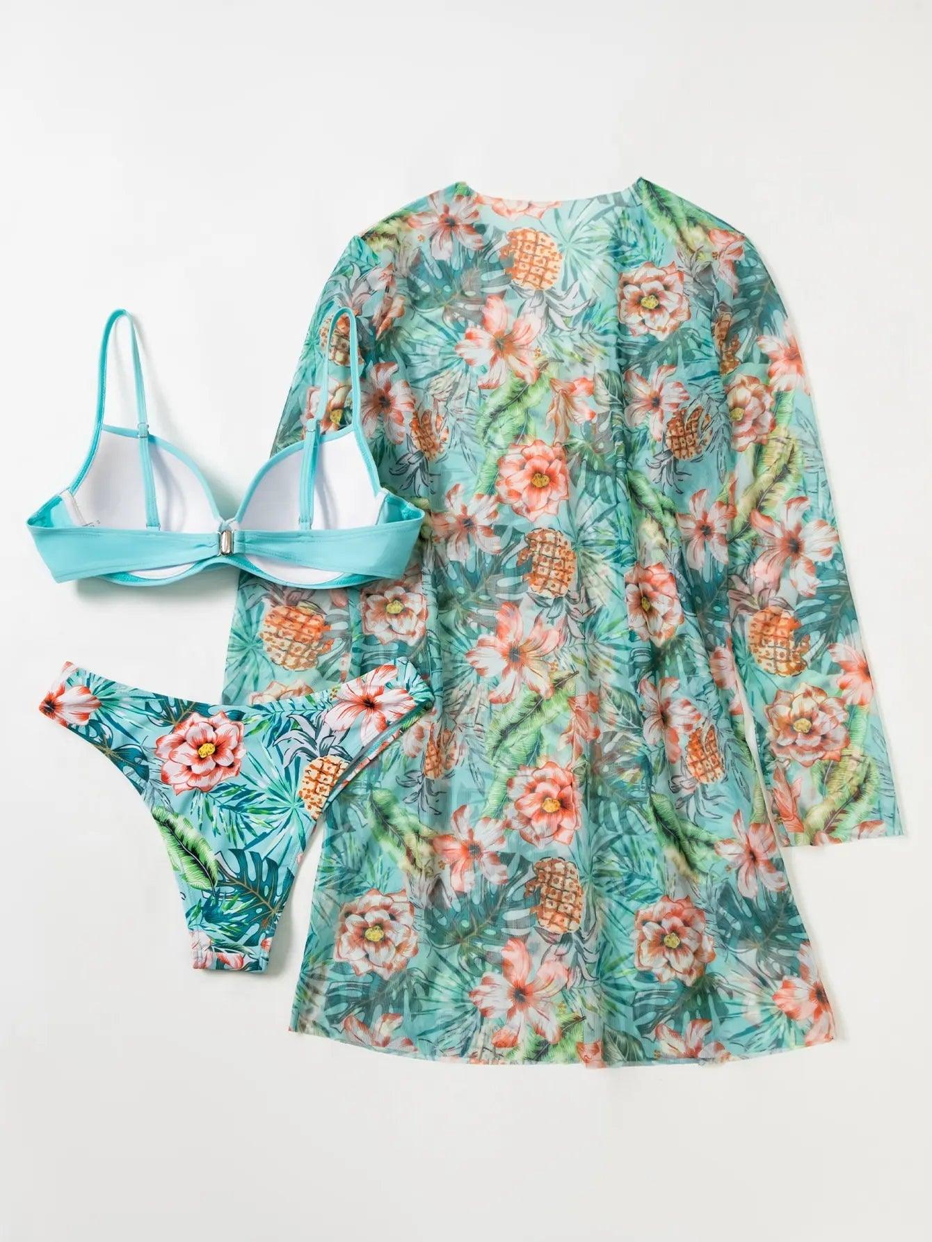 Conjunto Cikini Tropical™ | Biquíni + Saída de Praia