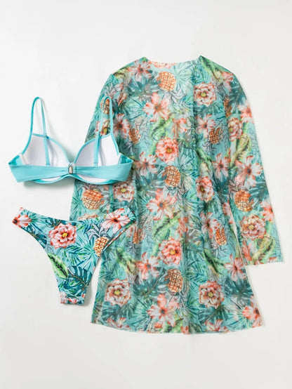 Conjunto Cikini Tropical™ | Biquíni + Saída de Praia