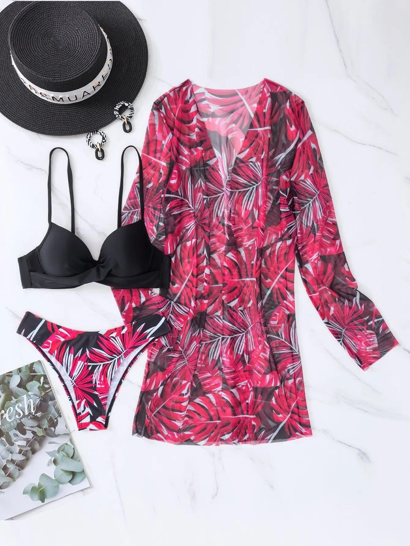 Conjunto Cikini Iresine™ | Biquíni + Saída de Praia