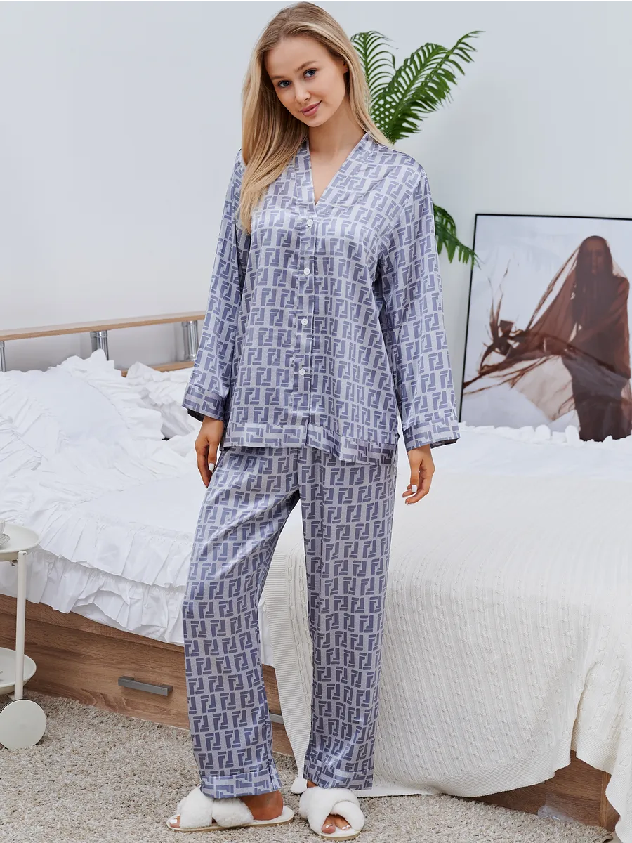 Pijama Longo Geométrico Notte Blue