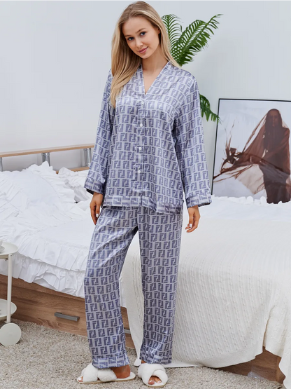 Pijama Longo Geométrico Notte Blue